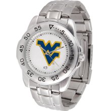 West Virginia Mountaineers Logo- Mens Sport Steel Watch