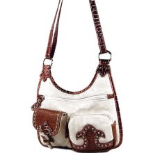 Western Style Fashion Messenger Cross Body Handbag Purse White