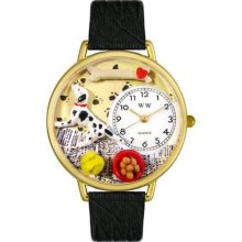 Whimsical Watches Gold Whims-G0130031 Unisex G0130031 Dalmatian Black Skin Leather Watch