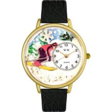 Whimsical Watches Unisex Skiing Gold Watch Watch G0810027