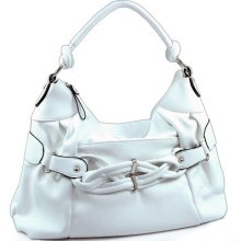 White Buckle Inspired Designer Breaded Purse Hobo