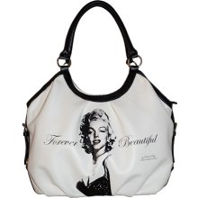 White Faux Leather Marilyn Monroe Iconolized Hobo