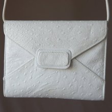 White faux ostrick leather envelope style purse