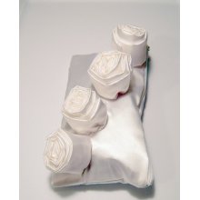 White Satin Clutch with White Roses