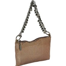 Whiting and Davis Metal Disc Chain Soft Shoulder Bag Bronze