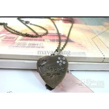 Wholesale 3pcs/lot Long Necklace Chain Quartz Pocket Watch Heart Lov