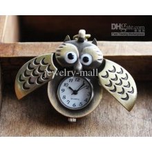 Wholesale - Retro Western Fashion Pocket Watch Bronze Wing Open Owl