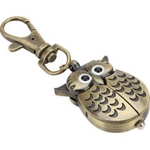 with Large Owl Many Feathers of Unisex Alloy Analog Quartz Keychain Watch (Bronze)