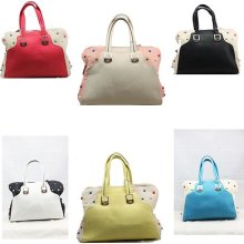 Woman Ladies Colorful Stud Studs Studded Faux Leather Satchel Shoulder Bag Totes