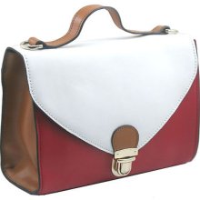 Women Girl Red White Envelope Leather Shoulder Handbag