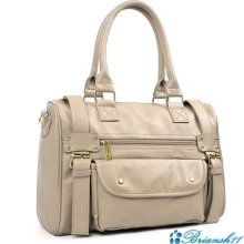 Women Luxury Shoulder Bags Women Handbags Big Pocket Faux Leather M913 Beige