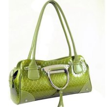 Women snake skin embossed shoulder bag green ...