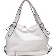 Women Soft Shoulder Bag Belt Side Handbag White