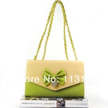 Women's Color Blocking Bowknot Embellished Casual Tote Handbag Shoulder Bag