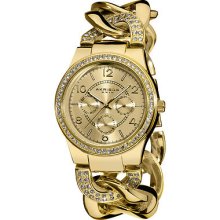 Women's Quartz Multifunction Crystal Accented Twist Chain Watch