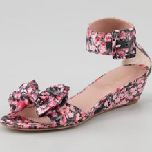 Women's RED Valentino Lily of the Valley Low-Heel Bow Wedge