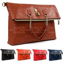 Womens Shoulder Bag Tote Folded Cross Body Satchel Chain Handle Trendy Hbm746