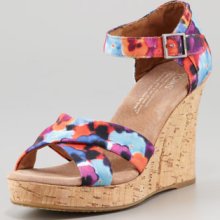 Women's TOMS Printed Hemp Strappy Wedge Sandal, Oahu