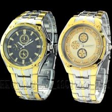 Wonderful Luxury Dial Mens Stainless Steel Quartz Watch Wristwatch Watches Gift