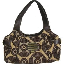 Woven Fabric Women Shoulder Bag Brown Ladies Satchel Evening Party Purse Hobo