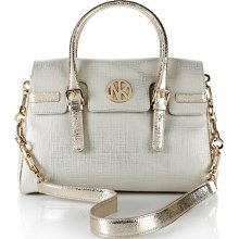 Woven Ivory Leather Satchel