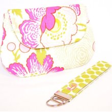 Wristlet/Clutch with Monogrammed Key Fob Strap