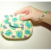 Yellow Mini Clutch with Blue and Pink Flowers