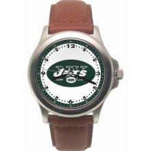 York Jets Mens Leather Rookie Watch