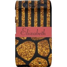 Your Name Giraffe Stripes Glitter Black Gold Red Motorola Droid...