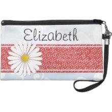 Your Name Renaissance Damask Blue White Red Wristlet