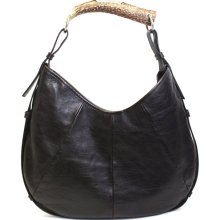 YSL Brown Leather Mombasa Horn Hobo