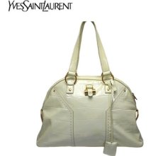 Ysl /yves Saint Laurent Muse With White Croc Embossed Leather Shoulder Bag