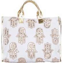 Yuka Beach Hamsa Beach Tote-One Size White/gold