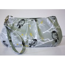 Zip and Go Gray Wristlet with Black Birds