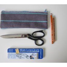 Zipper pouch - Aqua & Grey - one of a kind