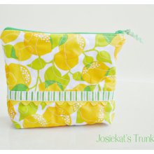 Zipper Pouch Lemon Lime Fabric Great Gift Retro Citrus