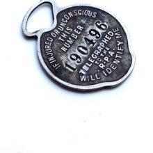 1800's Watch Fob Telegraph Indentification Number Tag