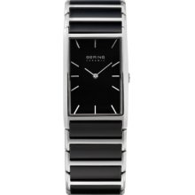 30125-742 Bering Time Ladies Ceramic Black Silver Watch