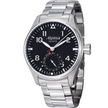 Alpina Men's 'Aviation' Black Dial Stainless Steel Automatic Watch