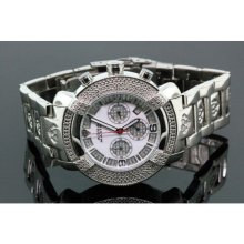 Aqua Master Mens White Face Diamond Watch