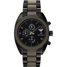 Armani Men's Sportivo Two Tone Stainless Steel Case Chronograph Black Dial AR5953