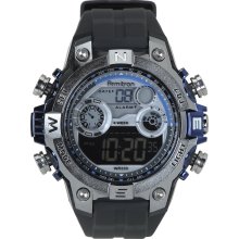 Armitron Men's Round Metalized Blue Accented Digital Sport Watch