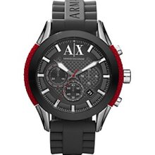 AX Armani Exchange Men's Gray and Red Silicone Watch Men's