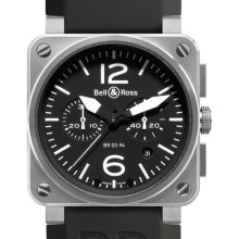 Bell and Ross Aviation Black Dial Chronograph Automatic 42MM Mens Watch BR-03-94-STEEL