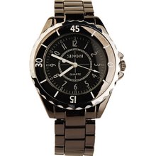 Black Tone Gear-shaped Stainless Quartz Steel Watch For Men