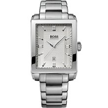 BOSS Black Rectangular Stainless Steel Watch - Silver