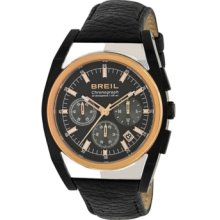 Breil Watch, Mens Chronograph Atmosphere Black Leather Strap TW0923