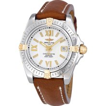 Breitling Cockpit Lady Silver Dial Brown Leather Watch B7135612-G652