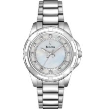 Bulova Ladie's Diamond Stainless Steel Watch 96p144