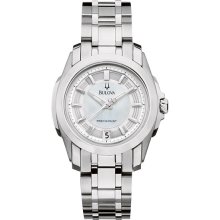 Bulova Ladies Stainless Steel Precisionist Longwood Quartz Mother Of Pearl Dial 96M108